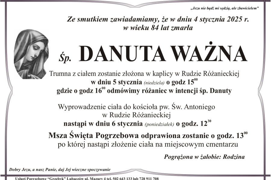 Zmarła Danuta Ważna [84 lata]